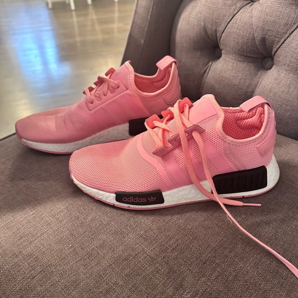Pink adidas boosts NMDs. Girls 6 women’s 8